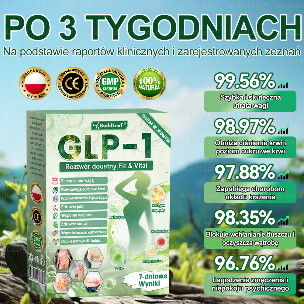 Oficjalny sklep Polska | ☘️BuildLeaf® GLP-1 8-w-1 Fit & Vital Rozwiązanie (Jednorazowe dziennie, widoczne zmiany w ciągu 7 dni) ✅ Otyłość, zdrowie sercowo-naczyniowe, cukrzyca, bezdech senny, zdrowie jelit, problemy ze stawami i inne.